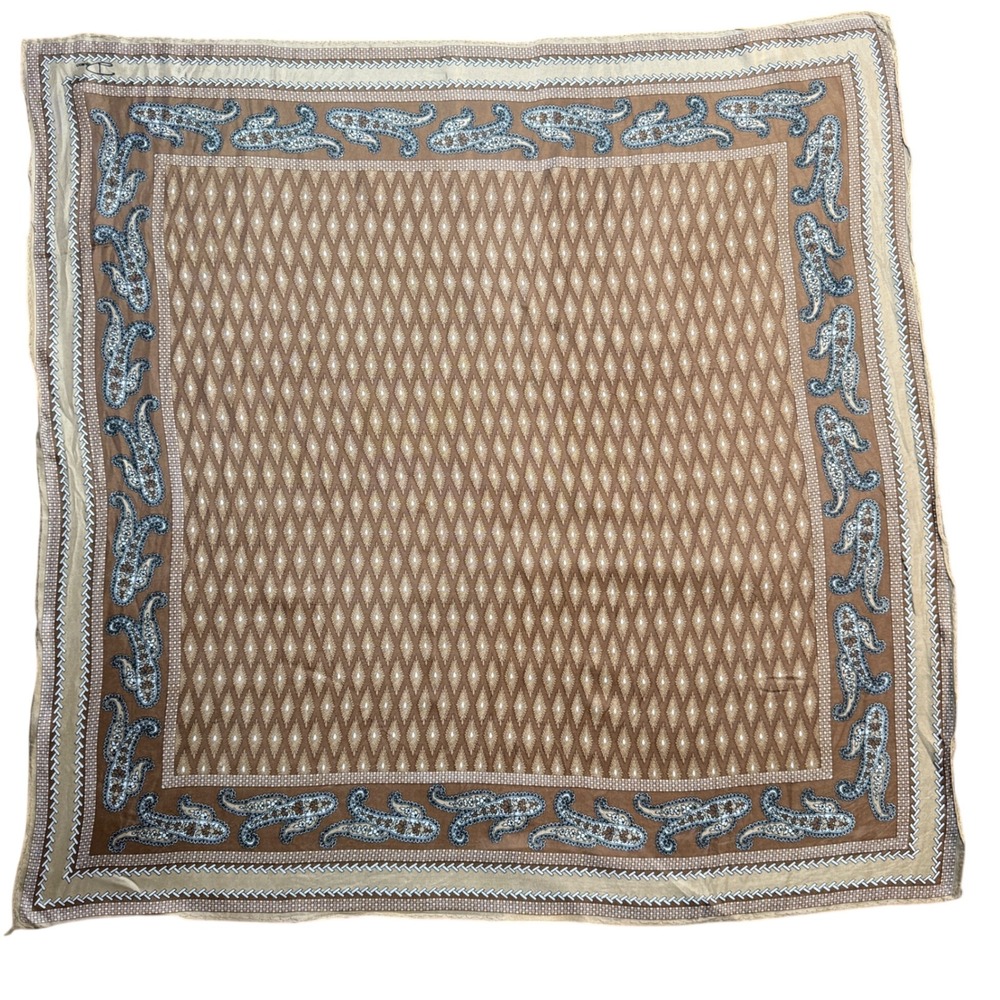 Desco Scarf 70 Rayon 30 Silk Brown Paisley Animal Print Made in‎ Japan